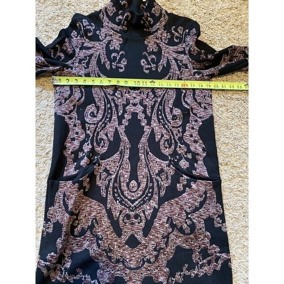 Free People Sweater Dress Medium Mock Neck Mini Pockets Paisley Modern Love - Picture 9 of 9